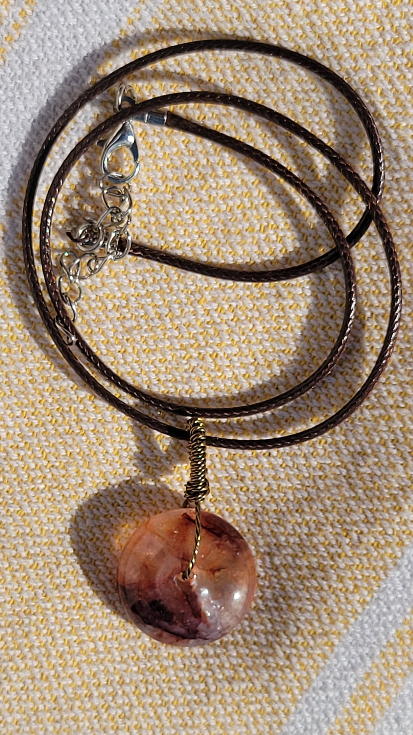 Fire Agate Wire Wrapped Necklace