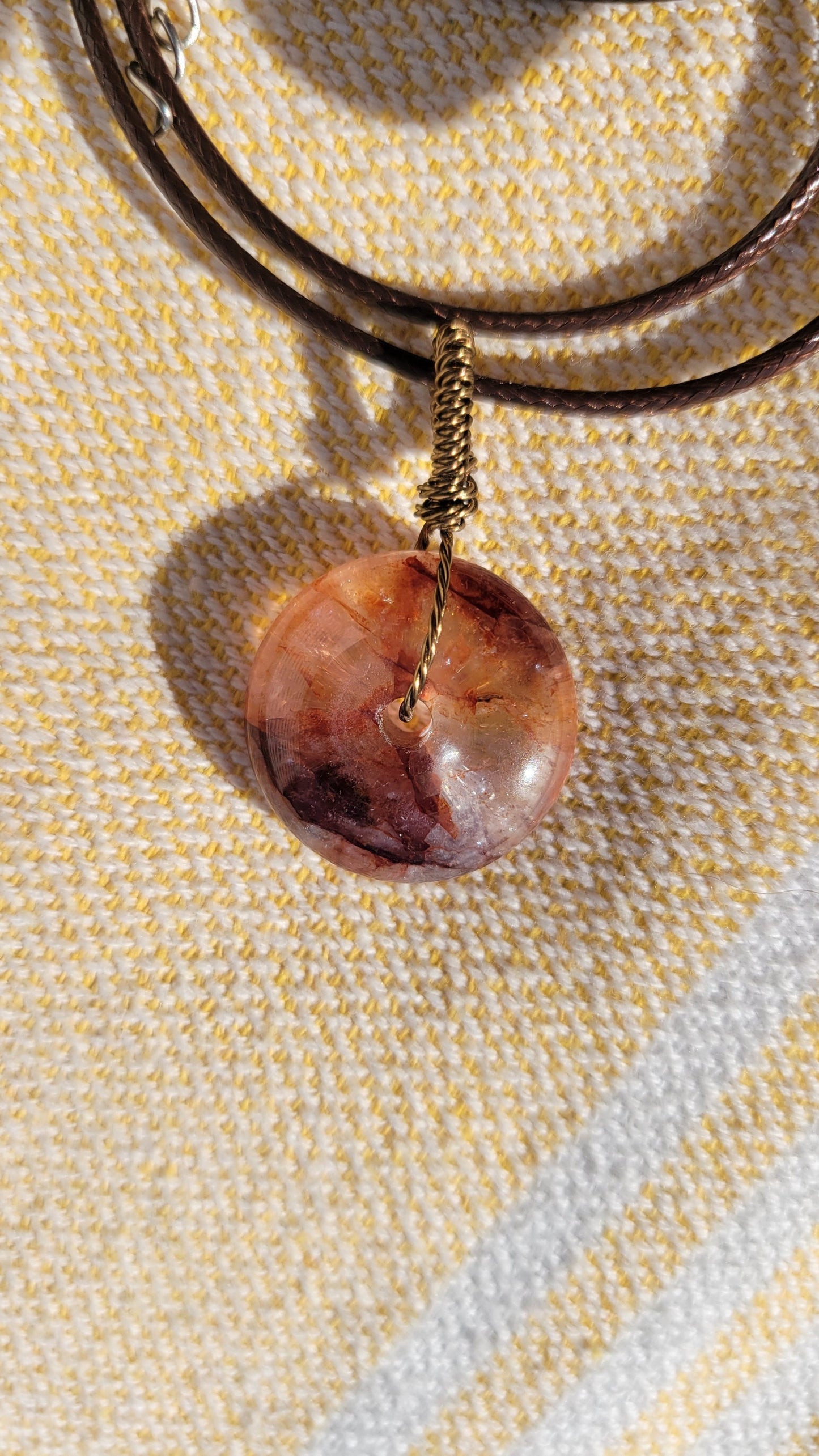 Fire Agate Wire Wrapped Necklace