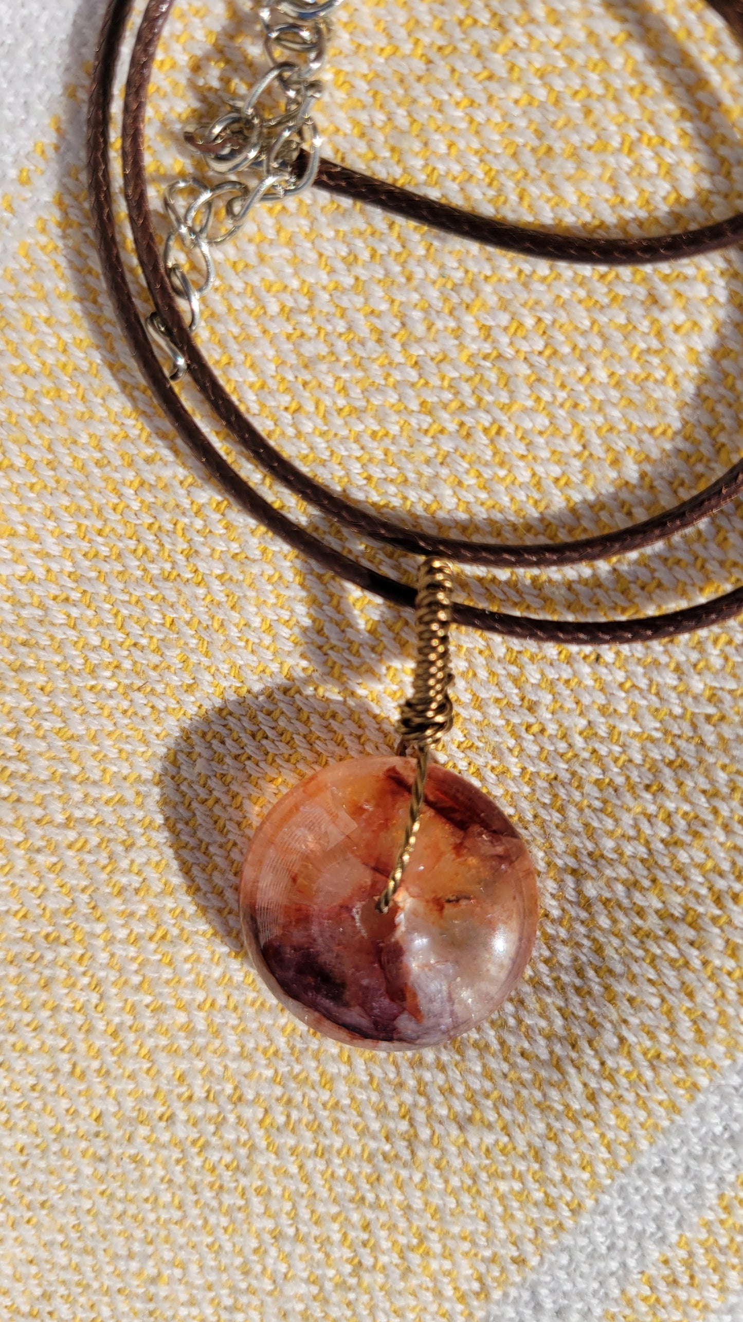 Fire Agate Wire Wrapped Necklace