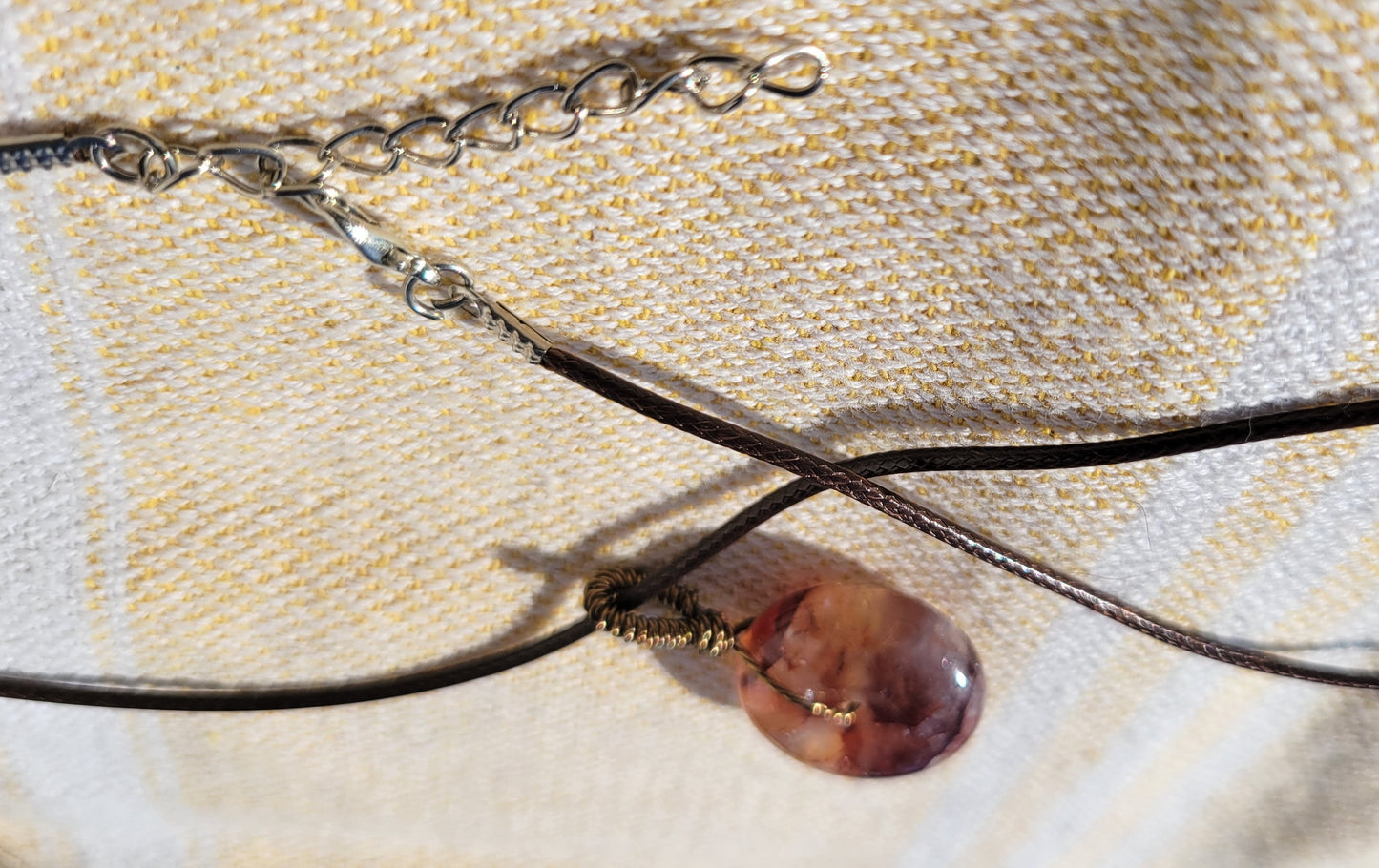 Fire Agate Wire Wrapped Necklace