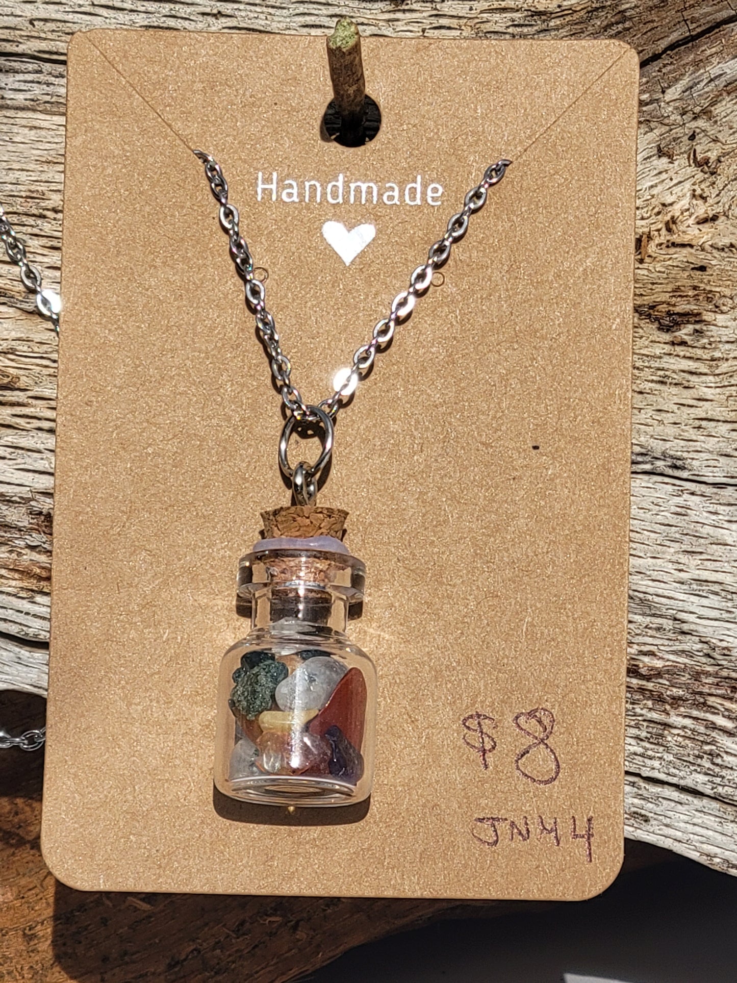 Mixed Stone Mini Jar Necklace