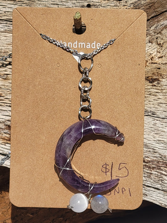 Amethyst Moon Wire Wrapped Necklace