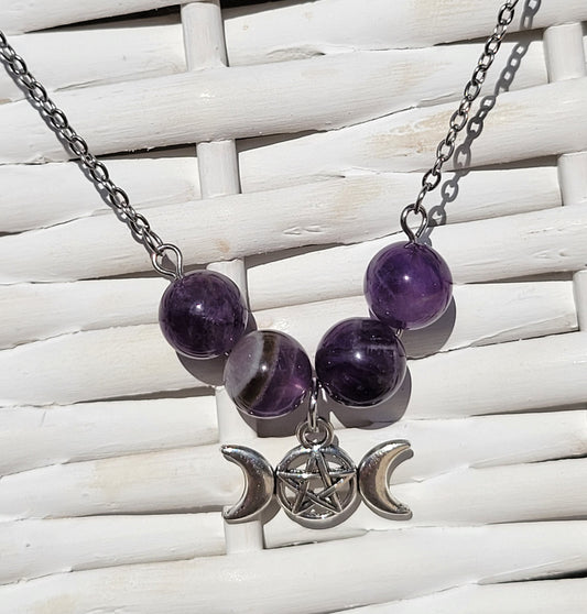 Triple Moon Amethyst Necklace