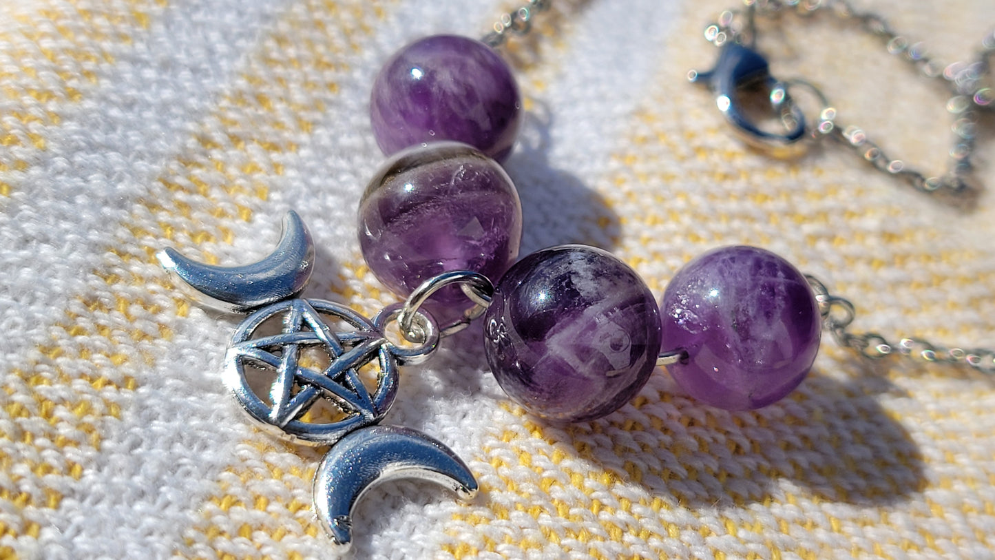 Triple Moon Amethyst Necklace