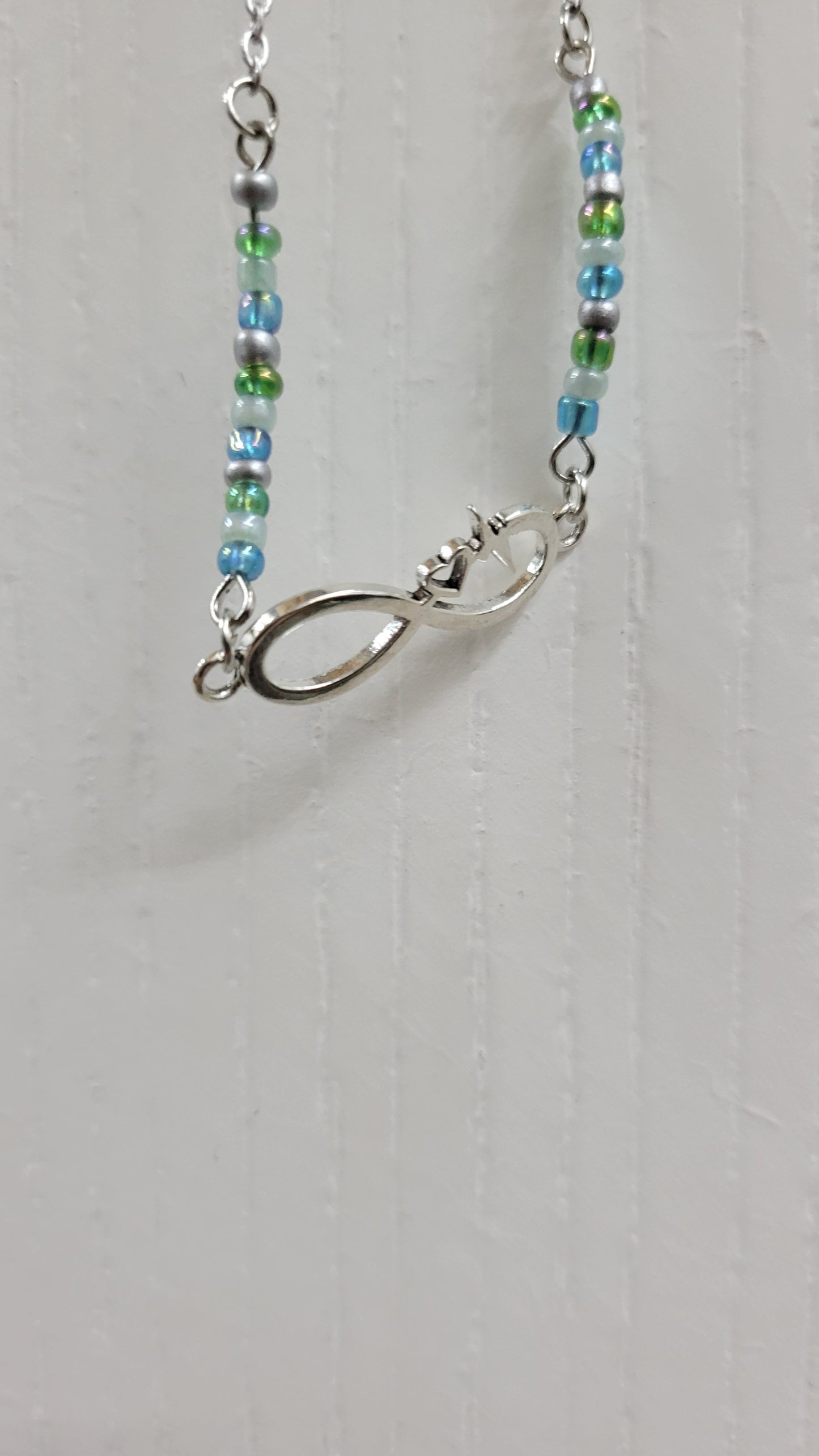 Infinity Love with Green & Blue Beads Necklace