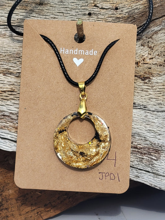 Gold & Black Resin Pendant