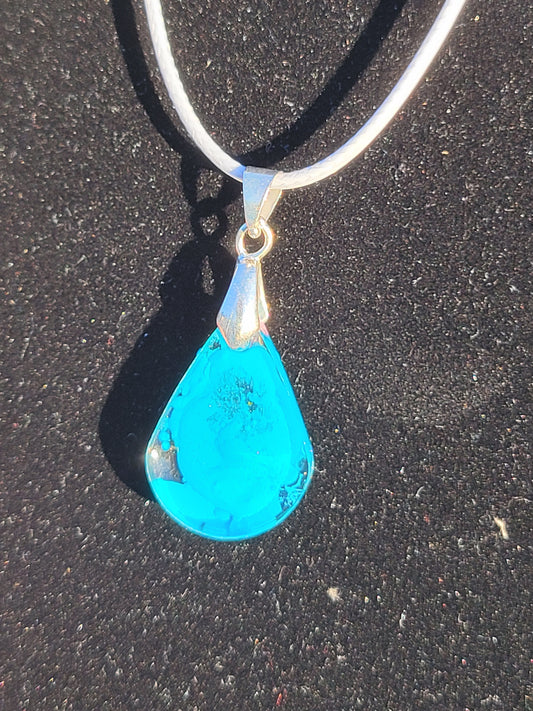 Teardrop Blue Resin Necklace