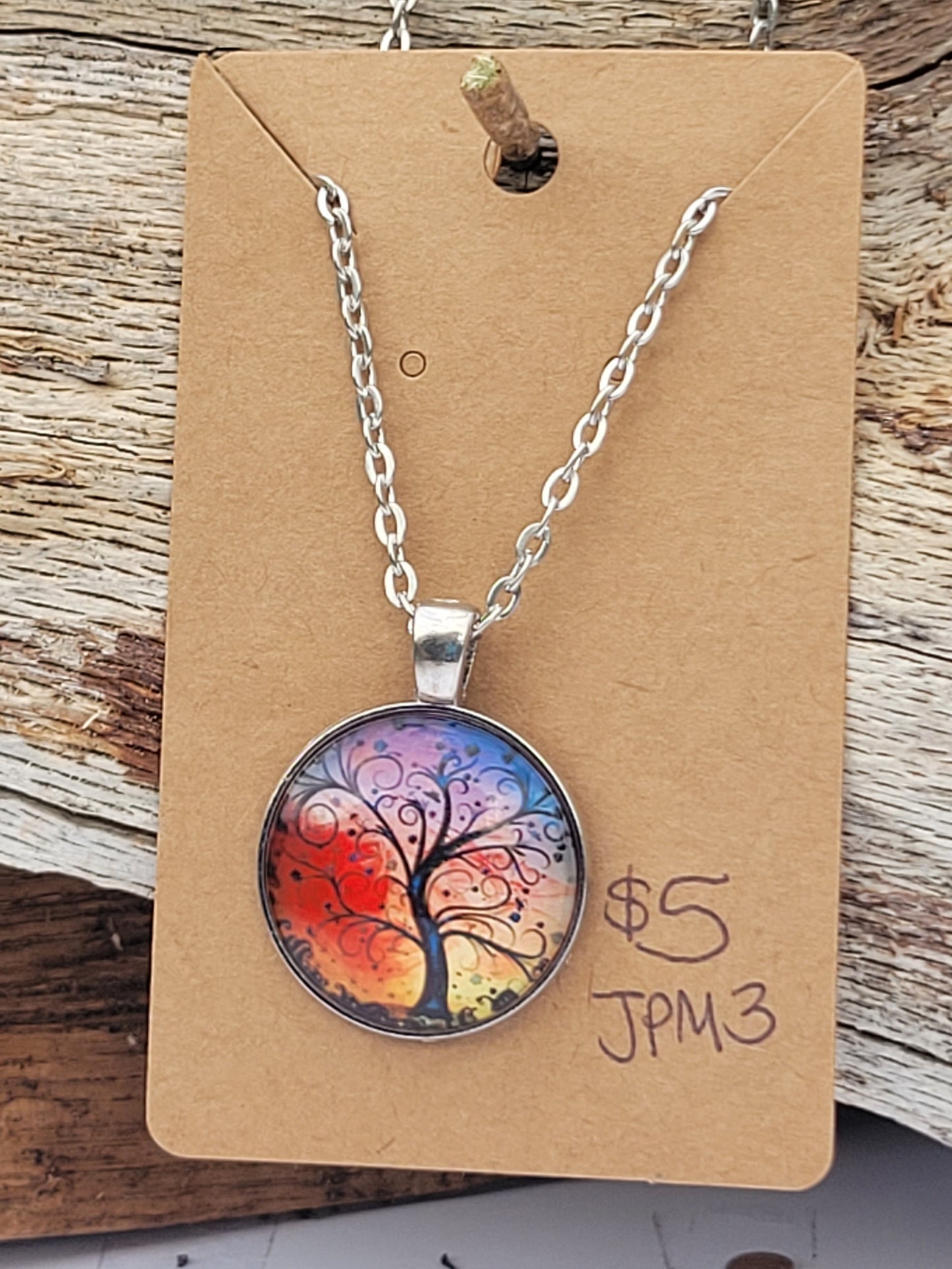 Tree of Life Rainbow Button Necklace