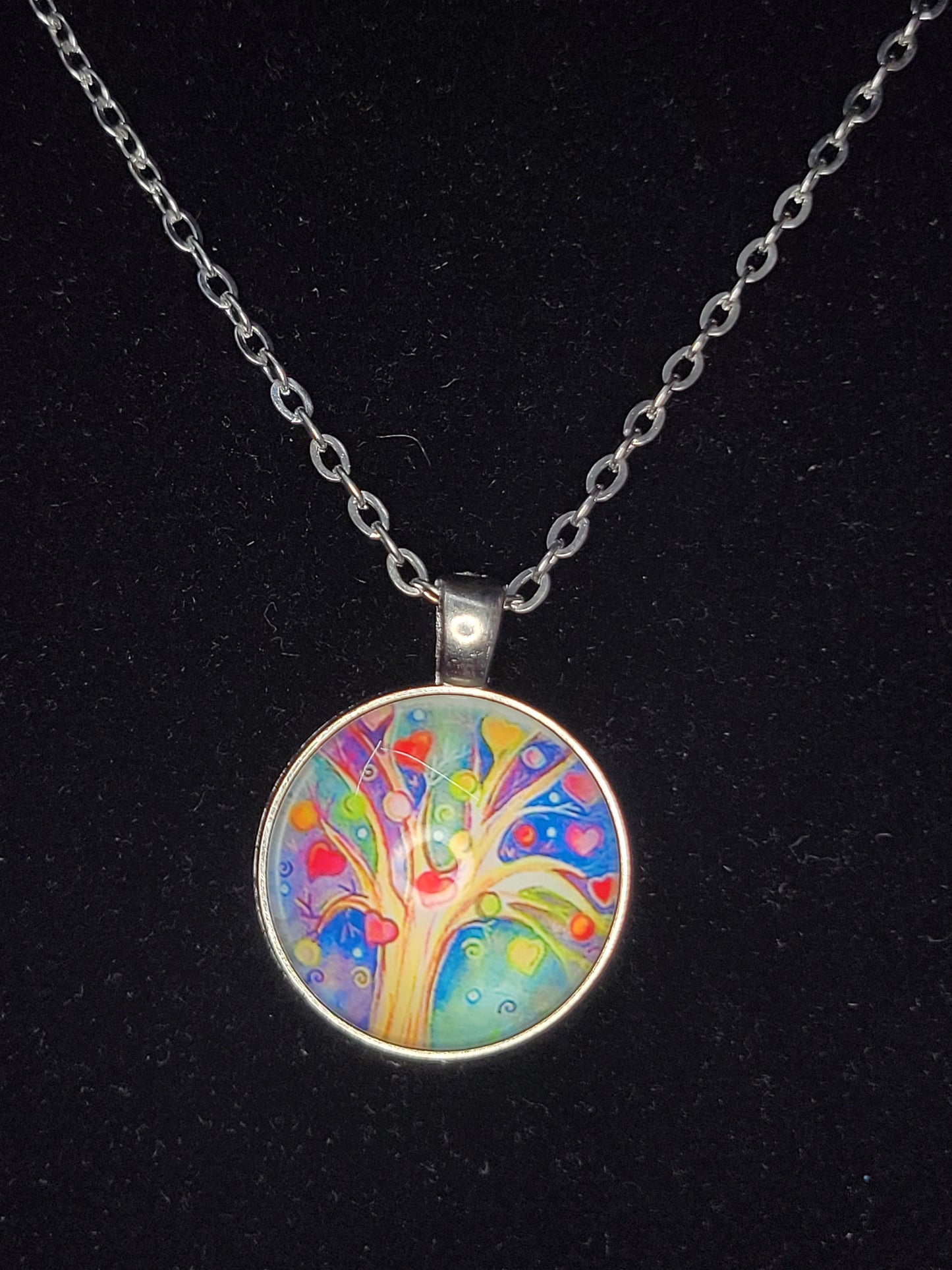 Tree of Life with Hearts Button Necklace