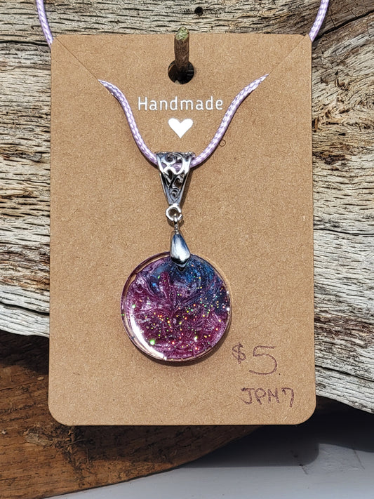 Swirl Painted Resin Necklace