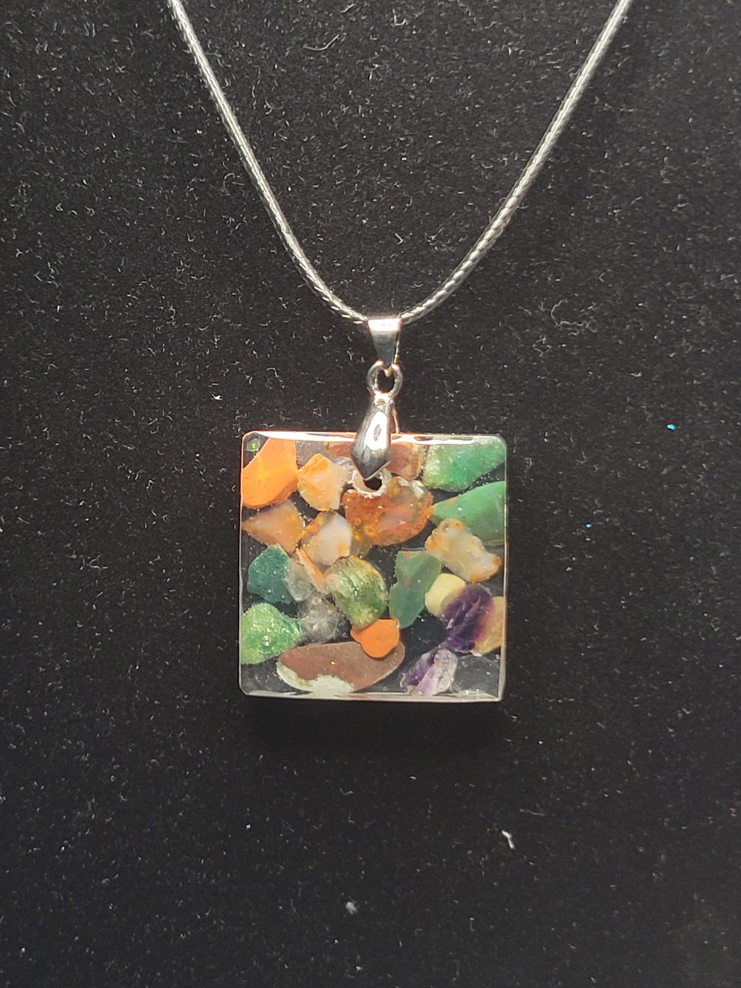 Mixed Resin Square Necklace