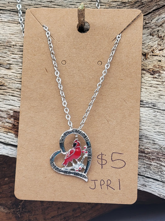 Cardinal Heart Memorial Necklace